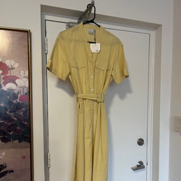 Yellow Striped Shirt Dress - Picture 1 of 6